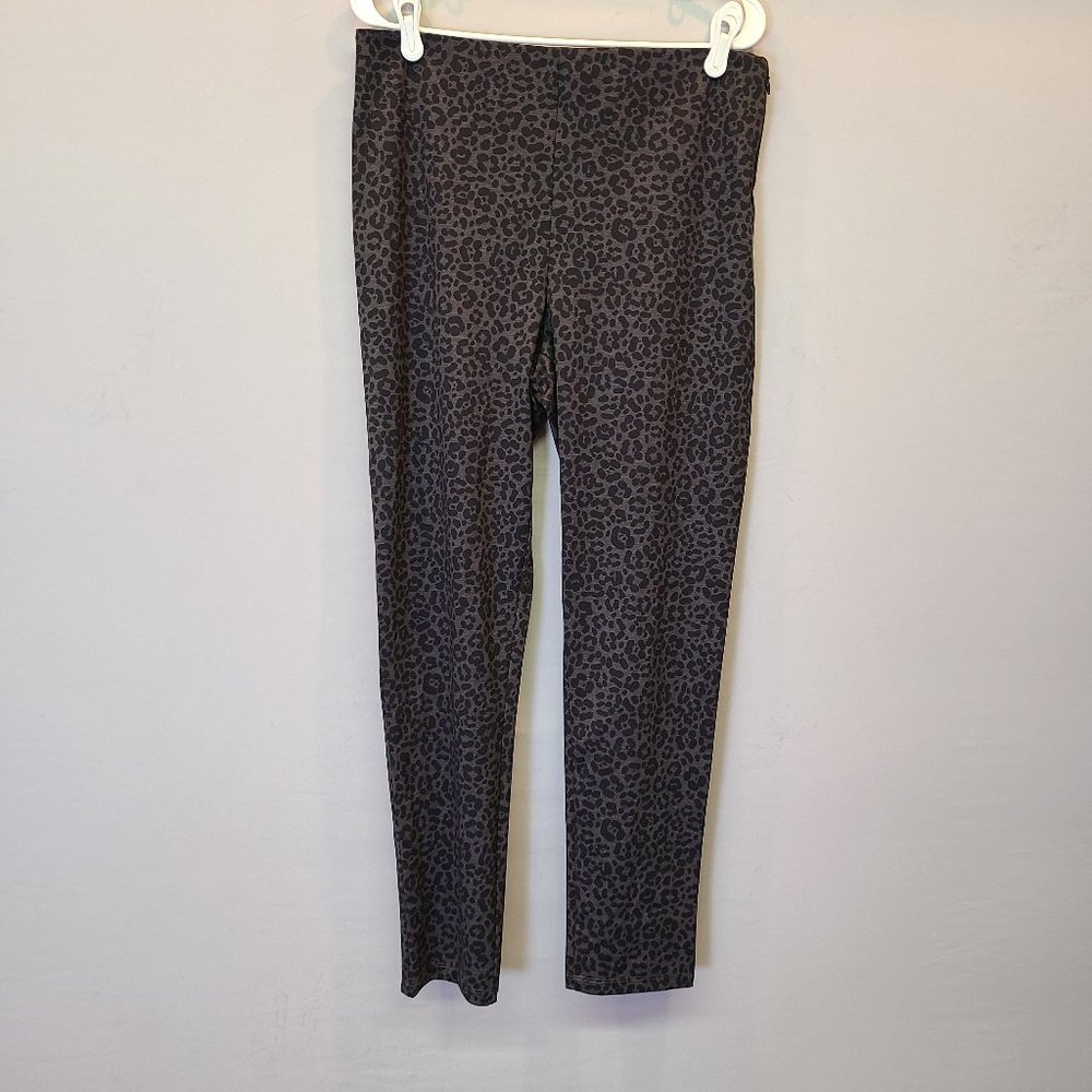 NWT Ann Taylor Gray Animal Print Leopard Seamed Legging Gravel Melange Womens 10